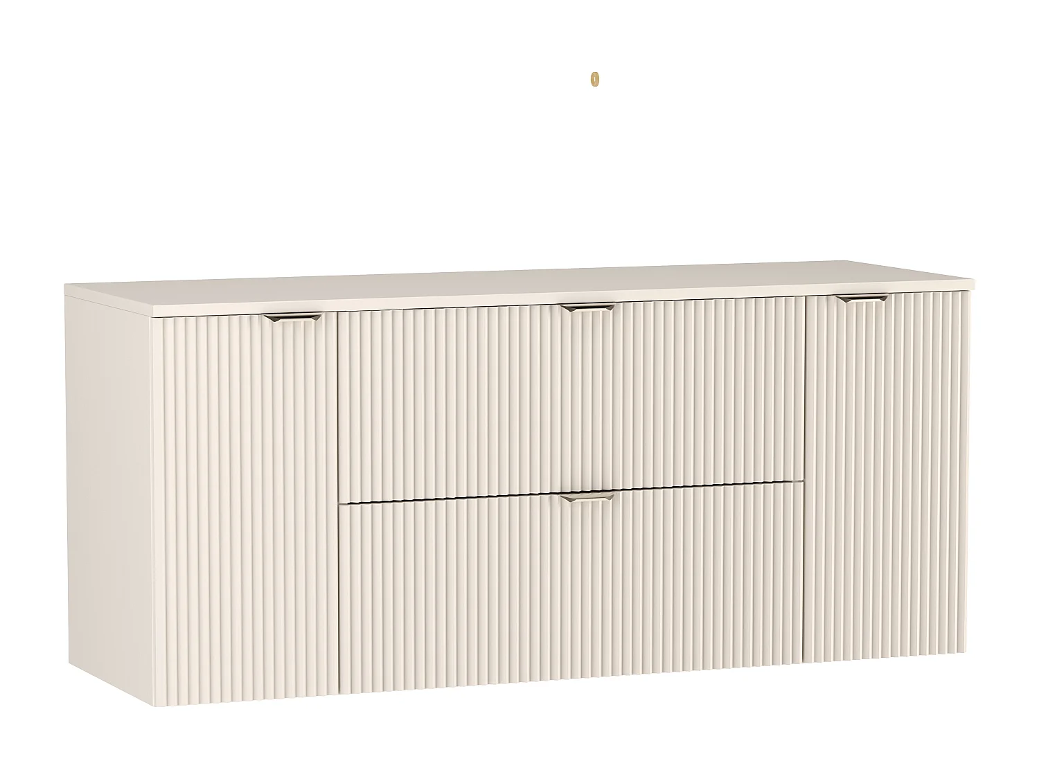 Meuble lavabo WENA, avec 2 portes et 2 tiroirs, façades cannelées, Willy, 140x60x47 cm, Cachemire