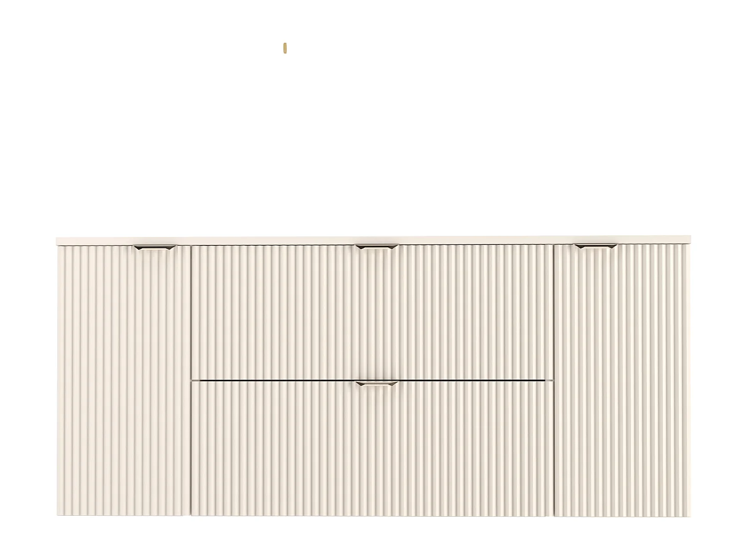 Meuble lavabo WENA, avec 2 portes et 2 tiroirs, façades cannelées, Willy, 140x60x47 cm, Cachemire