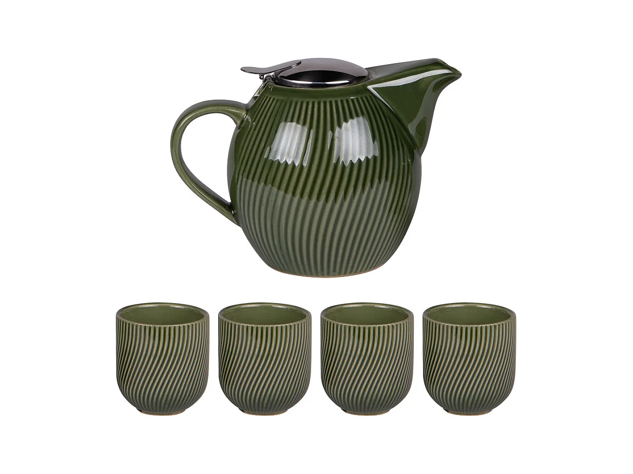 Coffret théière 0,9L avec 4 gobelets Mao vert