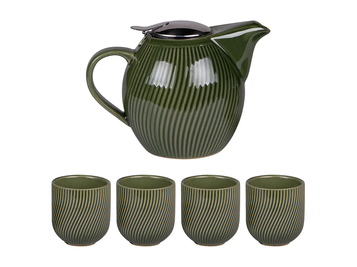Coffret théière 0,9L avec 4 gobelets Mao vert