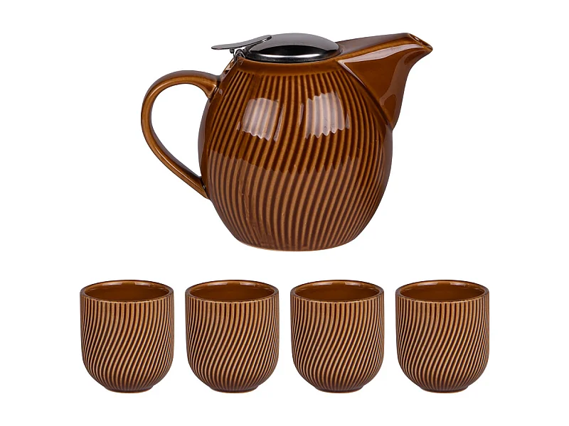 Coffret théière 0,9L avec 4 gobelets Mao miel