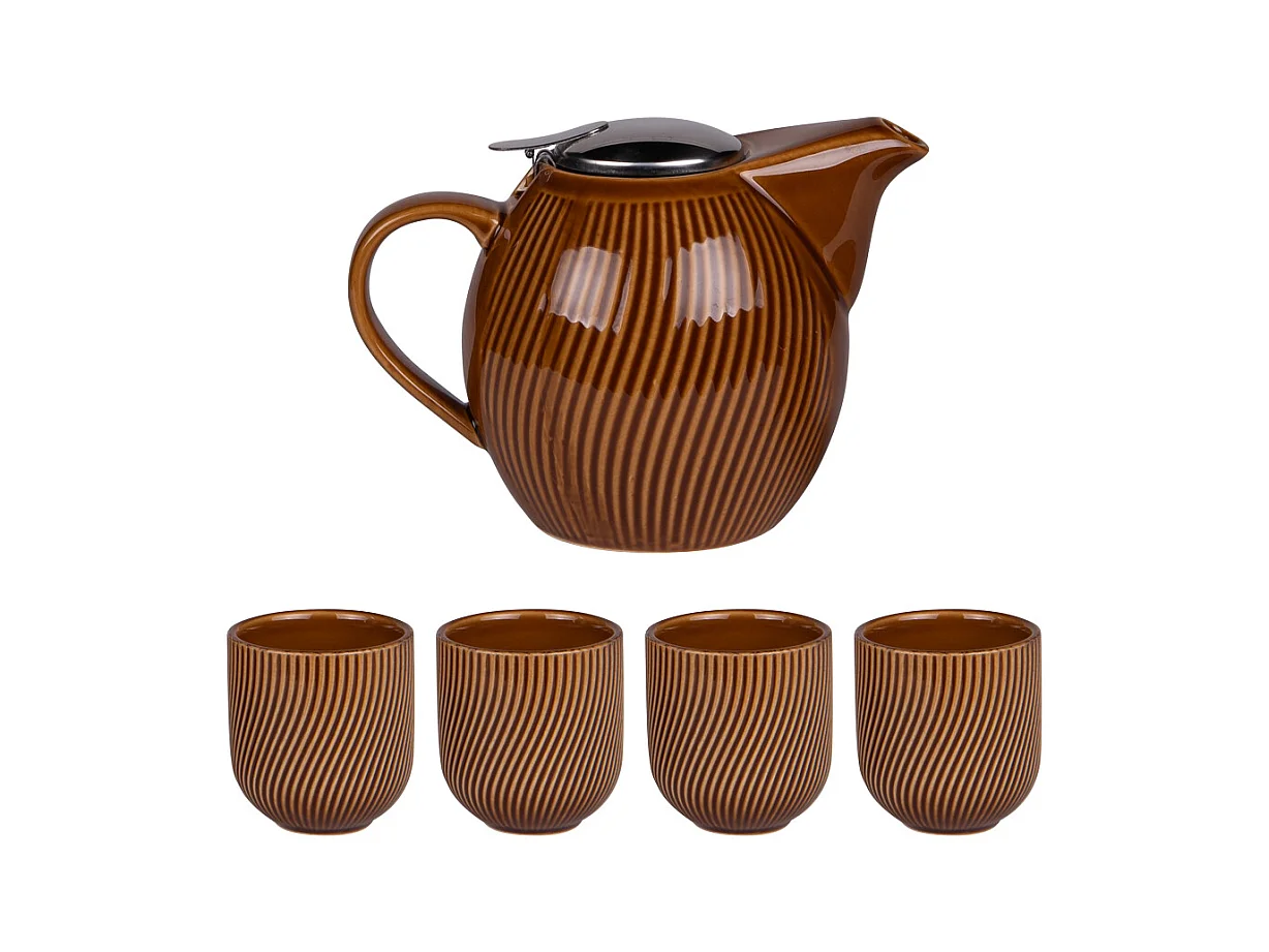 Coffret théière 0,9L avec 4 gobelets Mao miel