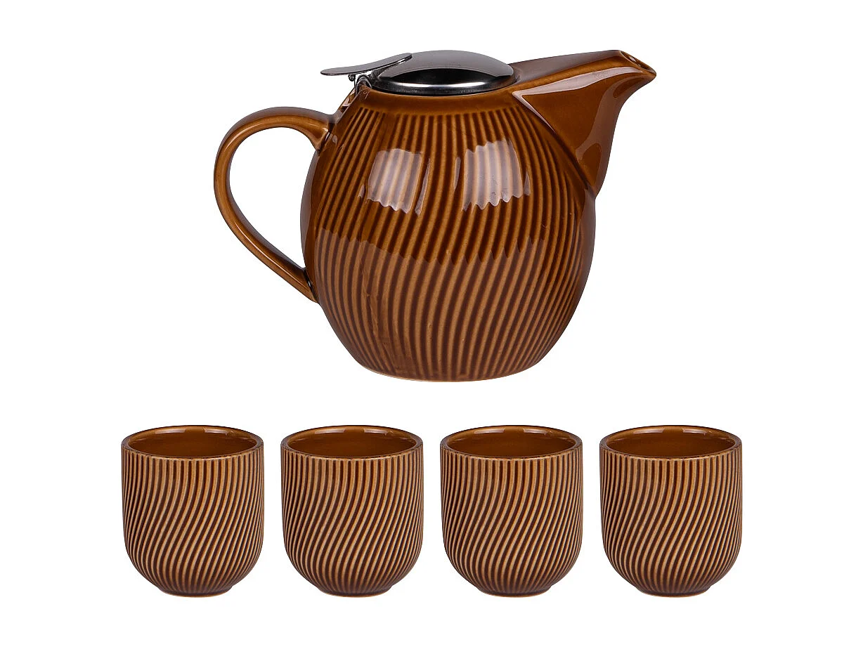 Coffret théière 0,9L avec 4 gobelets Mao miel