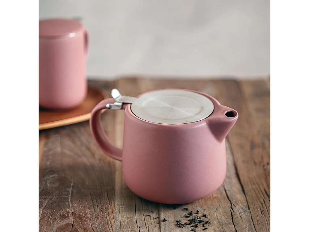Théière avec filtre Uno rose mat 0,9L