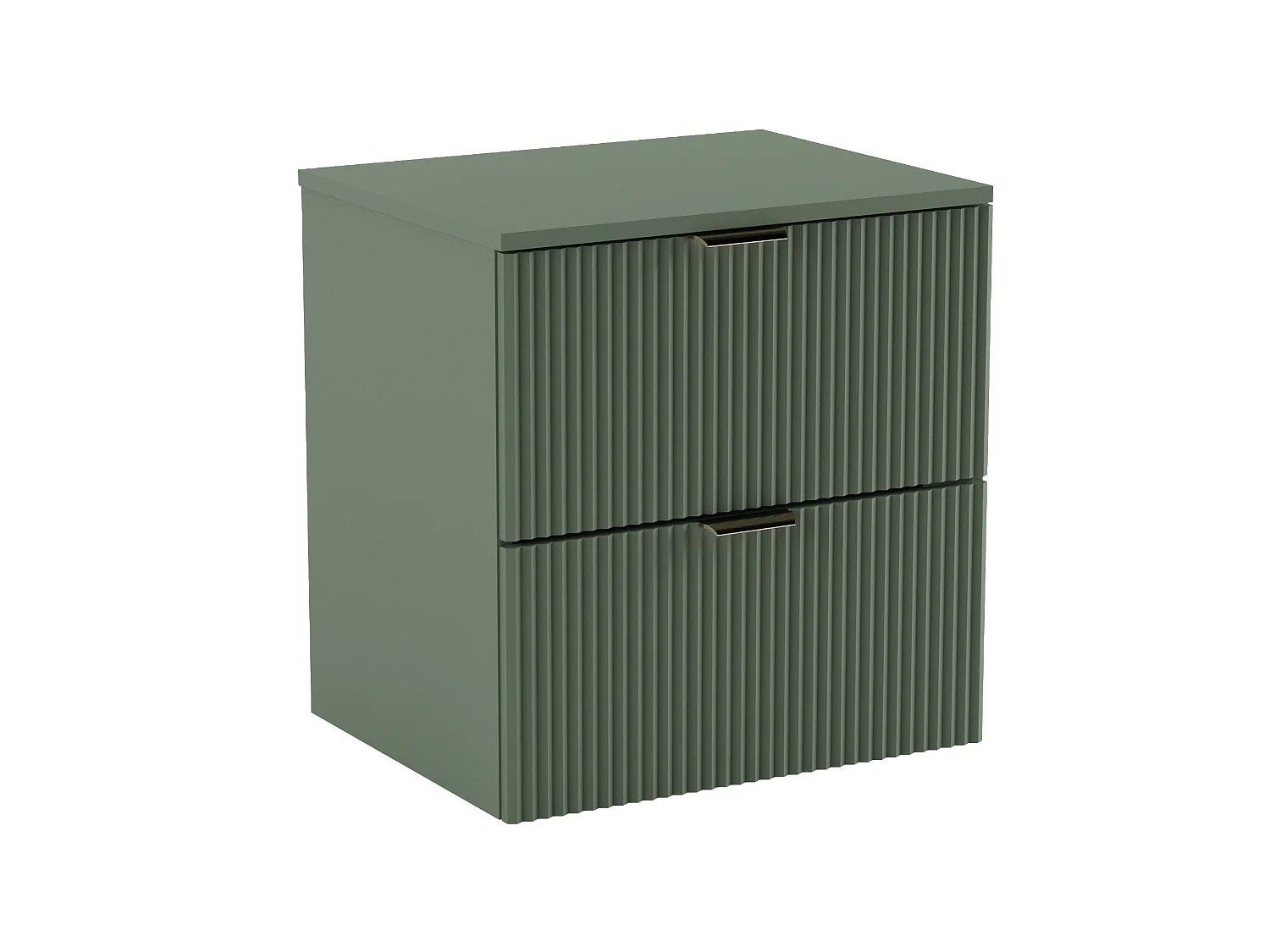 Meuble lavabo WENA, façades cannelées, Willy, 60x60x47 cm, Vert