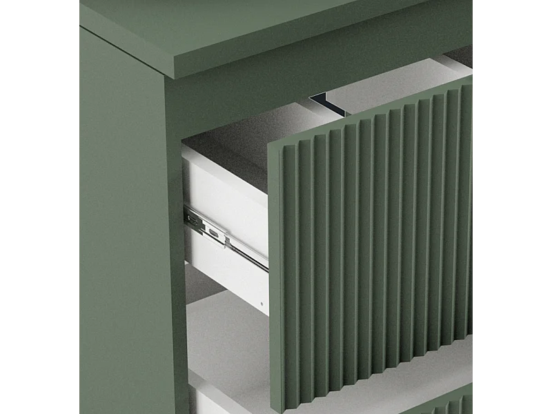 Meuble lavabo WENA, façades cannelées, Willy, 60x60x47 cm, Vert