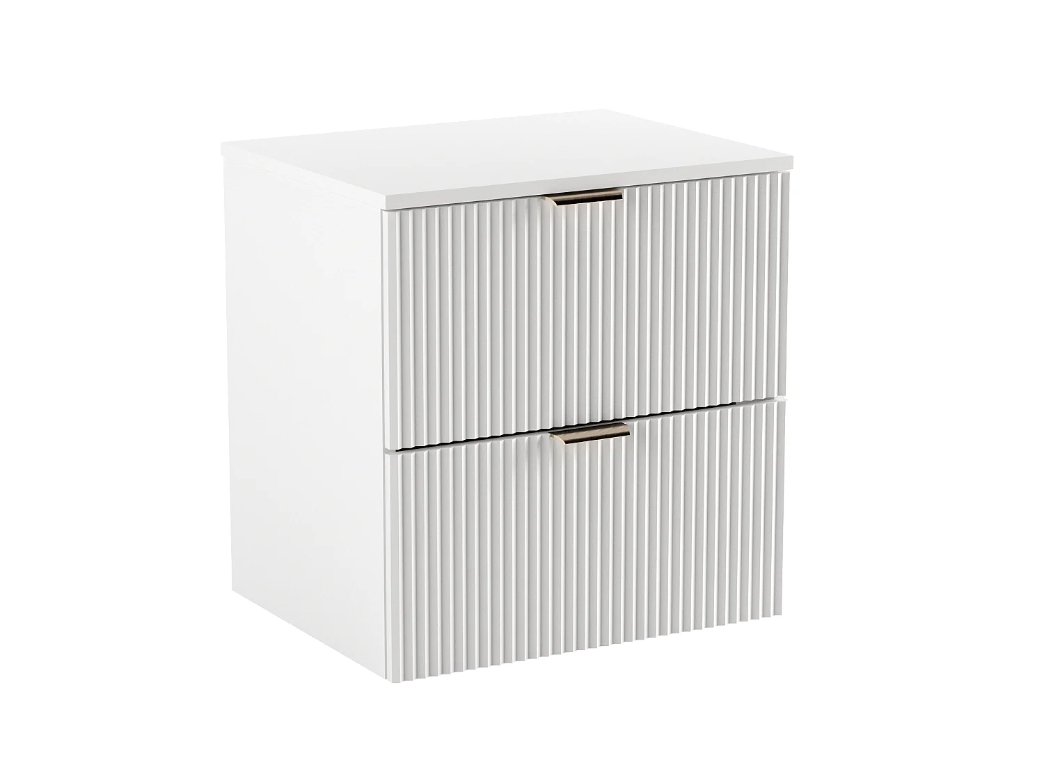 Meuble lavabo WENA, façades cannelées, Willy, 60x60x47 cm, Blanc