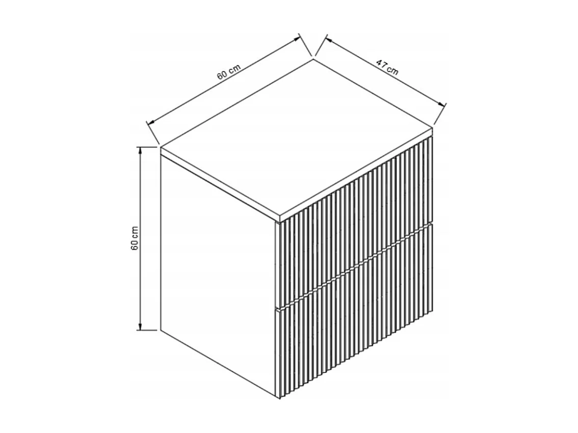 Meuble lavabo WENA, façades cannelées, Willy, 60x60x47 cm, Blanc