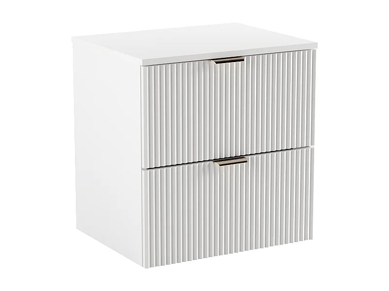 Waschtischunterschrank WENA, geriffelte Fronten, Willy, 60x60x47 cm, Weiß