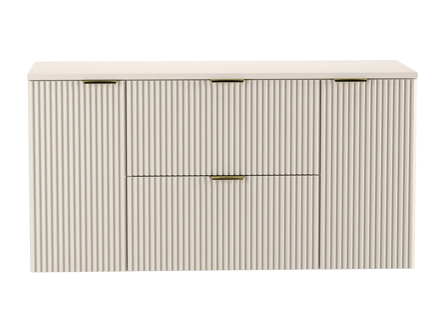 Waschtischunterschrank WENA, mit 2 Türen und 2 Schubladen, geriffelte Fronten, Willy, 120x60x47 cm, Kaschmir