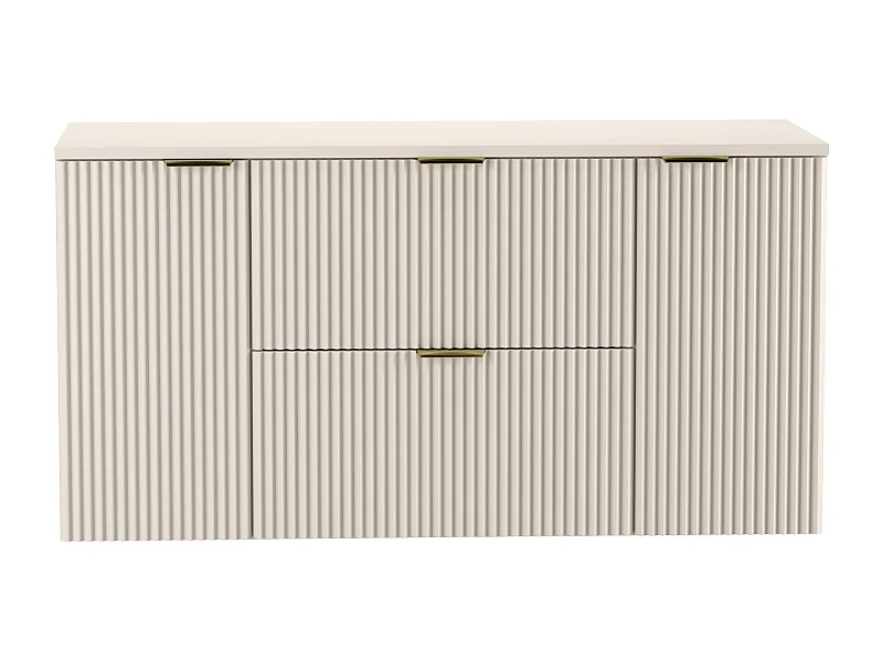 Szafka pod umywalkę WENA, z 2 drzwiami i 2 szufladami, ryflowane fronty, Willy, 120x60x47 cm, Kaszmir