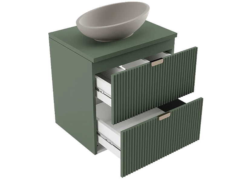 Mobile da bagno per lavabo WENA, frontali scanalati, Willy, 80x60x47 cm, Verde