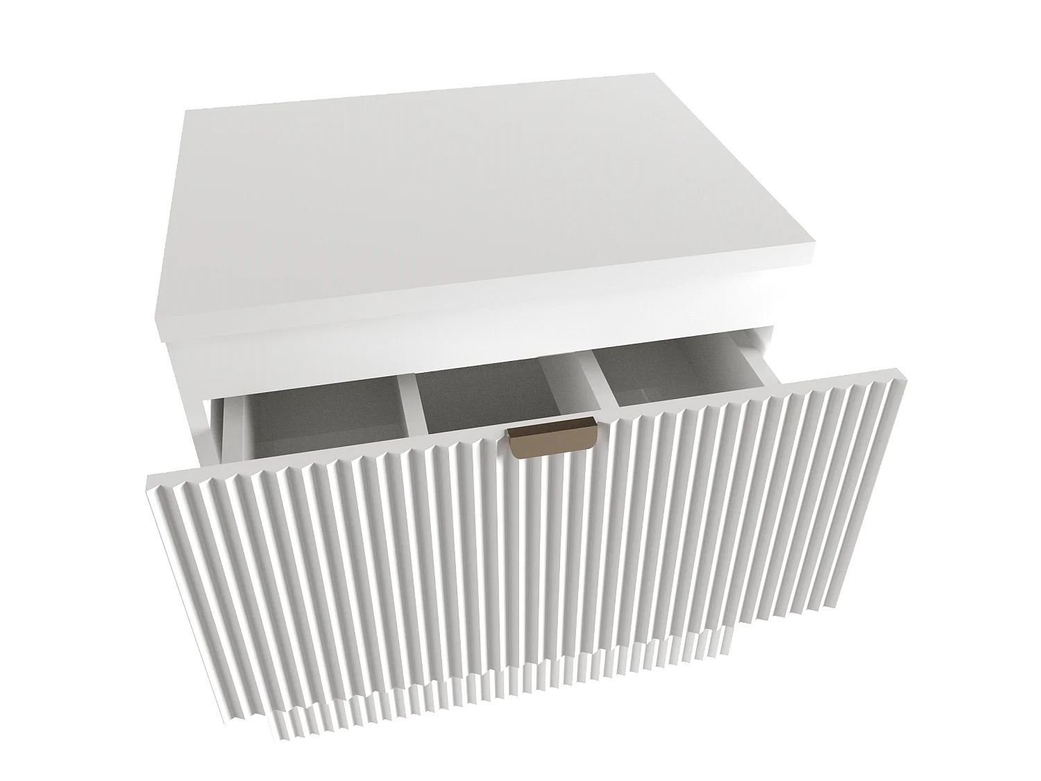 Meuble lavabo WENA, avec étagère, façades cannelées, Willy, 140x60x47 cm, Blanc