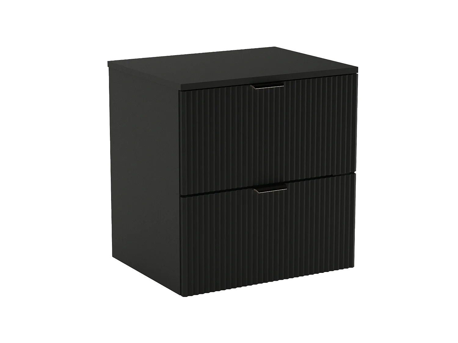 Meuble lavabo WENA, façades cannelées, Willy, 60x60x47 cm, Noir