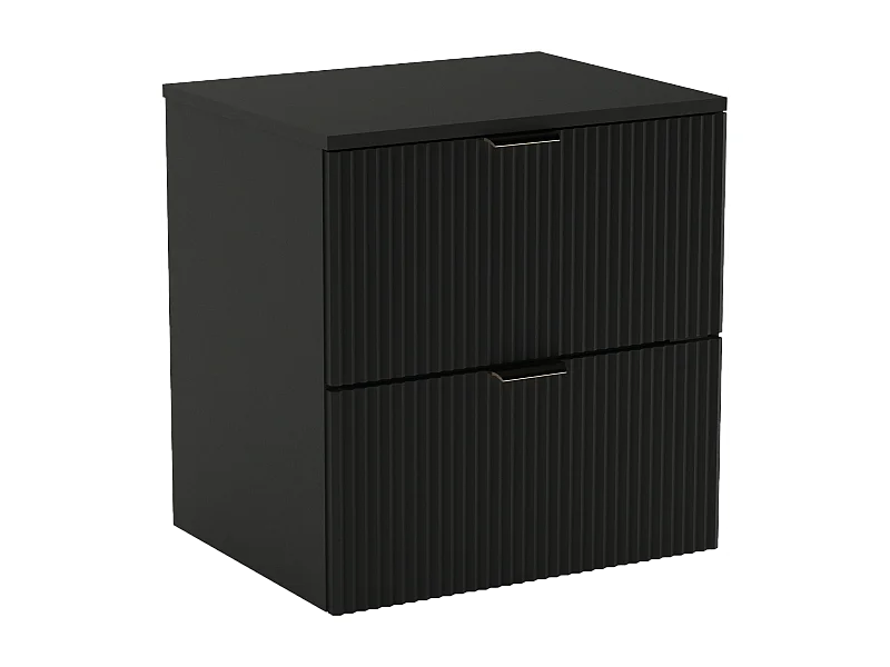 Waschtischunterschrank WENA, geriffelte Fronten, Willy, 60x60x47 cm, Schwarz