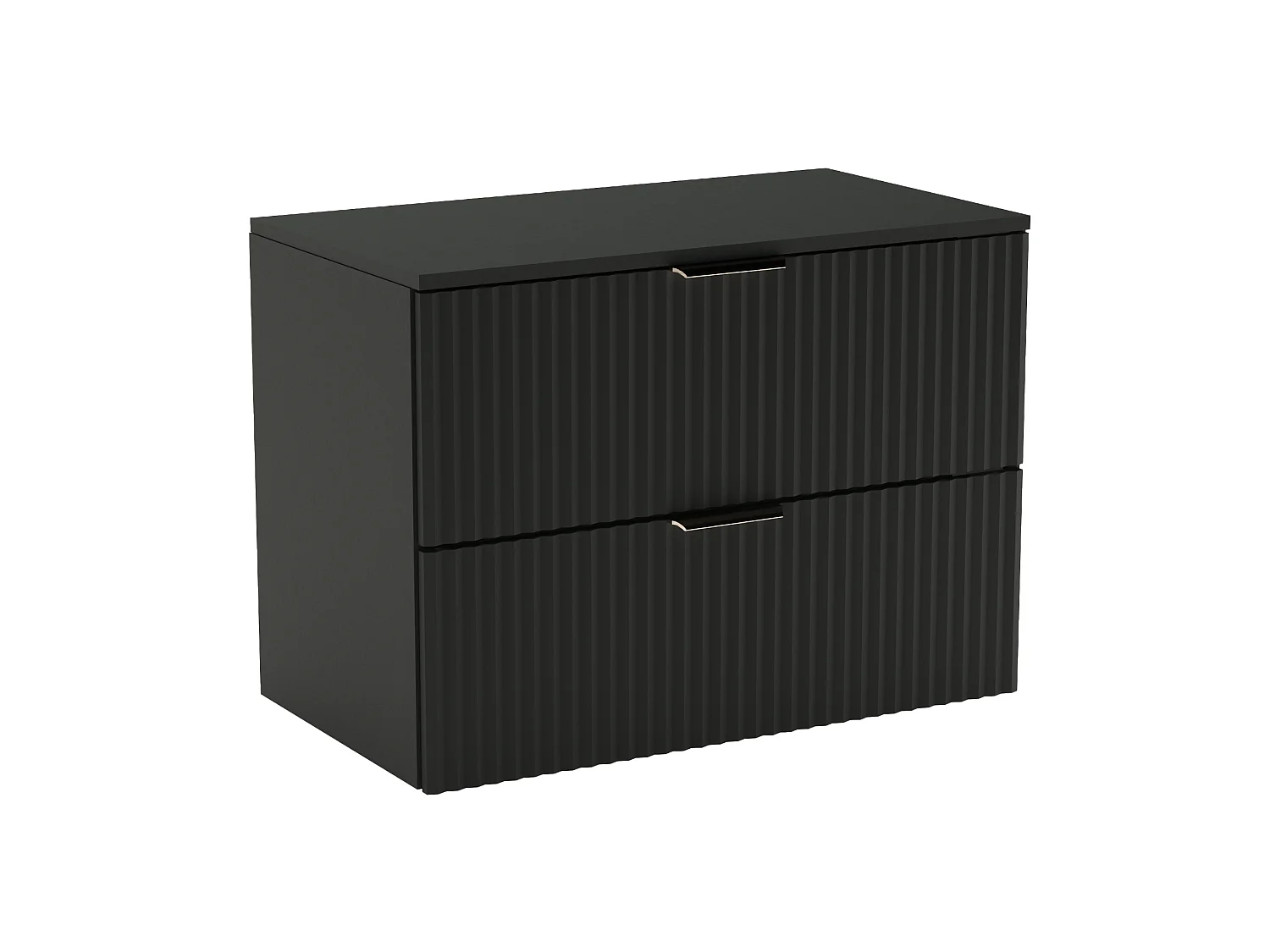Meuble lavabo WENA, façades cannelées, Willy, 80x60x47 cm, Noir