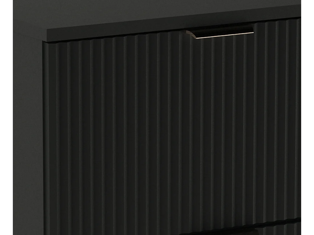 Meuble lavabo WENA, façades cannelées, Willy, 80x60x47 cm, Noir