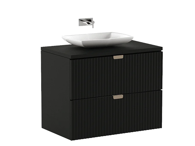 Mobile da bagno per lavabo WENA, frontali scanalati, Willy, 80x60x47 cm, Nero