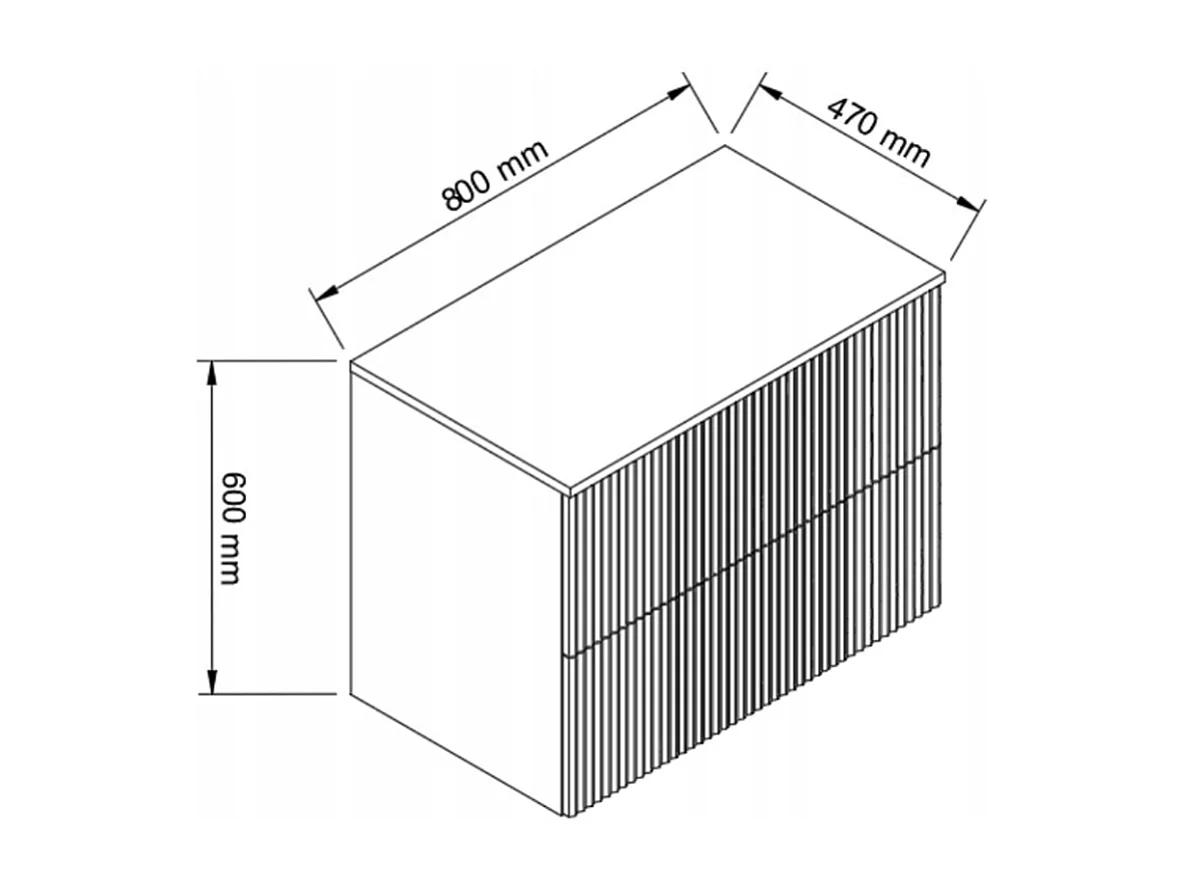 Mobile da bagno per lavabo WENA, frontali scanalati, Willy, 80x60x47 cm, Nero