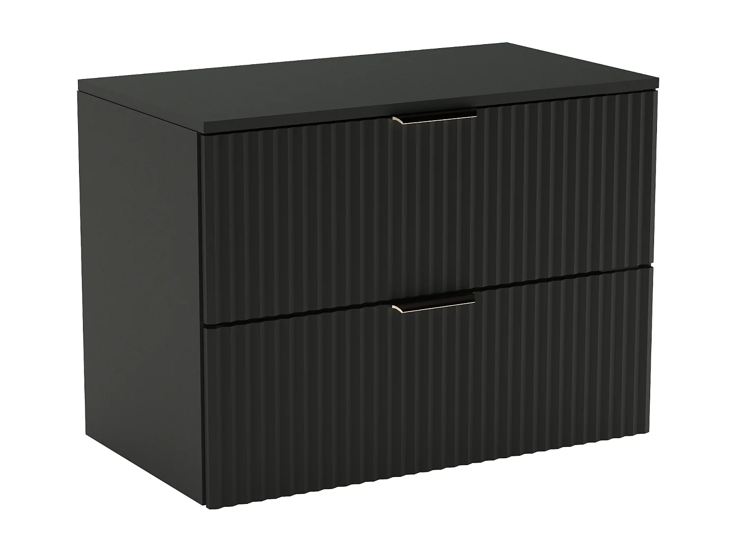 Meuble lavabo WENA, façades cannelées, Willy, 80x60x47 cm, Noir