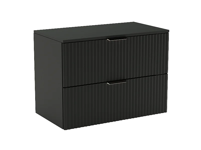 Waschtischunterschrank WENA, geriffelte Fronten, Willy, 80x60x47 cm, Schwarz