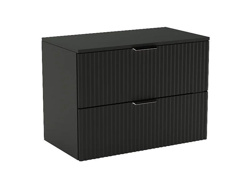 Waschtischunterschrank WENA, geriffelte Fronten, Willy, 80x60x47 cm, Schwarz