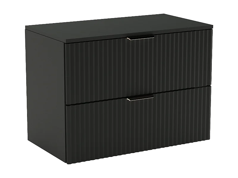 Waschtischunterschrank WENA, geriffelte Fronten, Willy, 80x60x47 cm, Schwarz