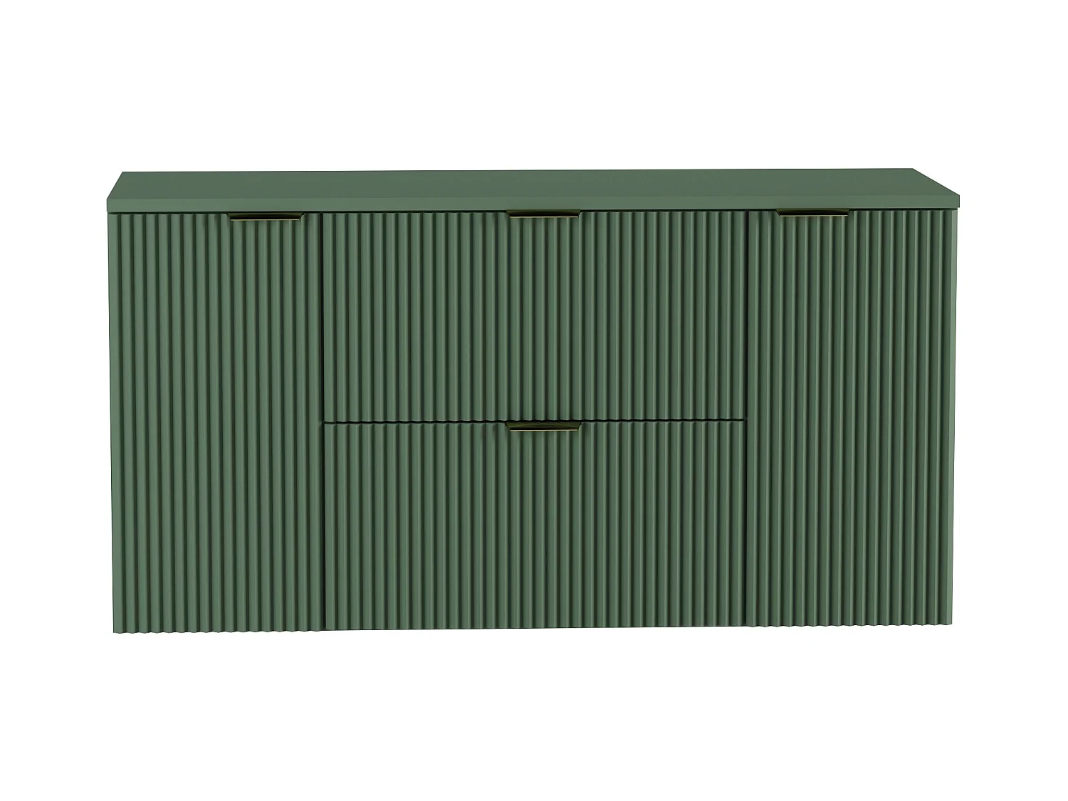 Wastafelkast WENA, met 2 deuren en 2 laden, gecanneleerde fronten, Willy, 120x60x47 cm, Groen