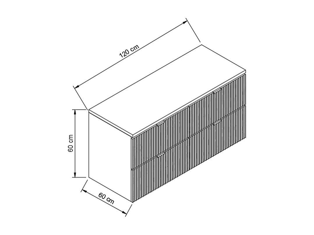 Mobile da bagno per lavabo WENA, con 2 porte e 2 cassetti, frontali scanalati, Willy, 120x60x47 cm, Verde