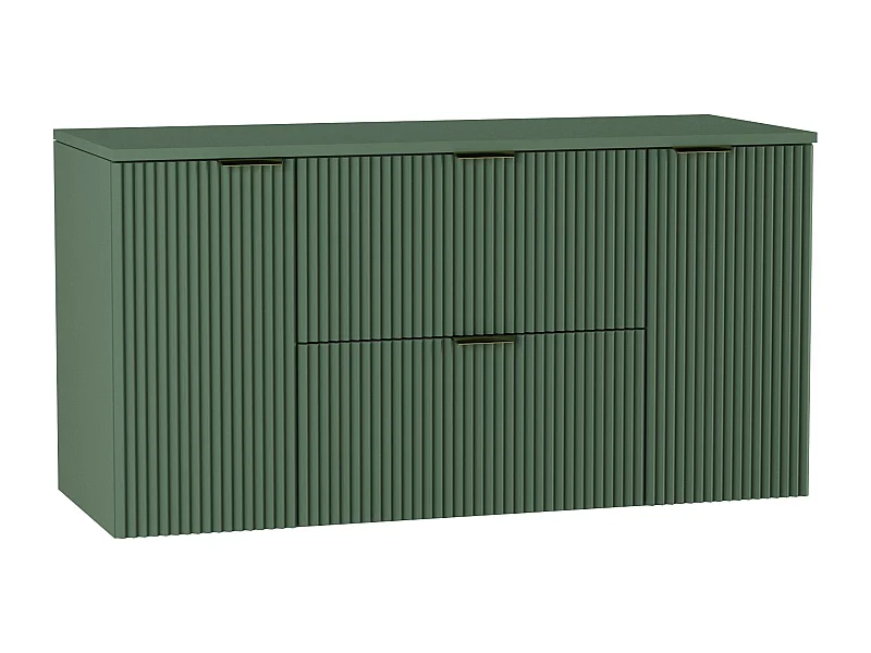 Wastafelkast WENA, met 2 deuren en 2 laden, gecanneleerde fronten, Willy, 120x60x47 cm, Groen