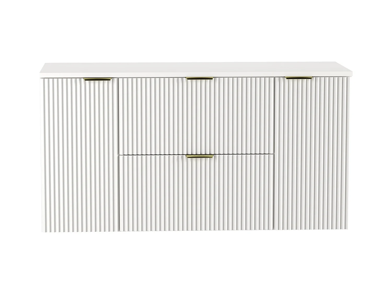 Wastafelkast WENA, met 2 deuren en 2 laden, gecanneleerde fronten, Willy, 120x60x47 cm, Wit