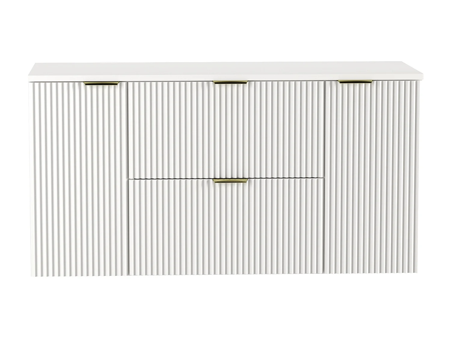 Wastafelkast WENA, met 2 deuren en 2 laden, gecanneleerde fronten, Willy, 120x60x47 cm, Wit