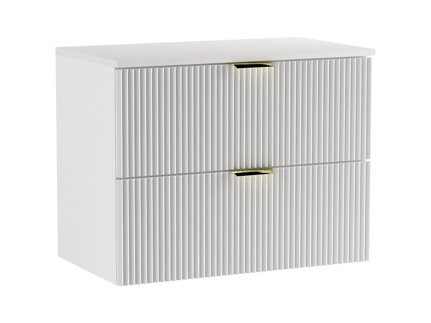 Meuble lavabo WENA, façades cannelées, Willy, 80x60x47 cm, Blanc