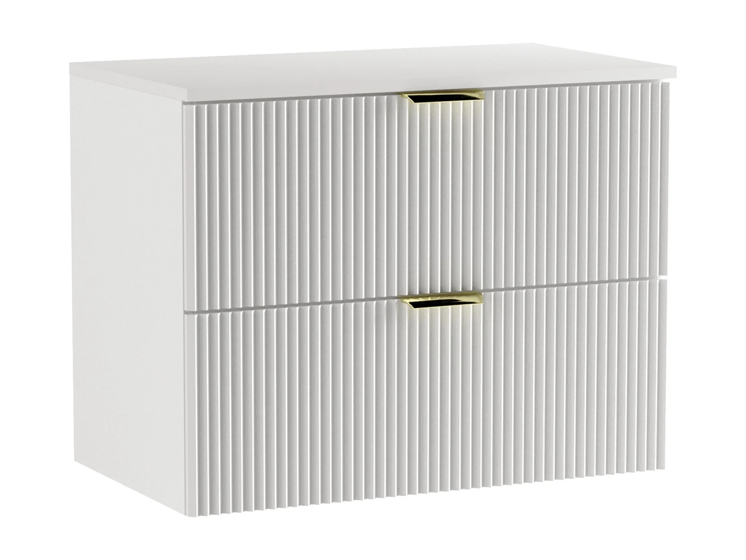 Meuble lavabo WENA, façades cannelées, Willy, 80x60x47 cm, Blanc