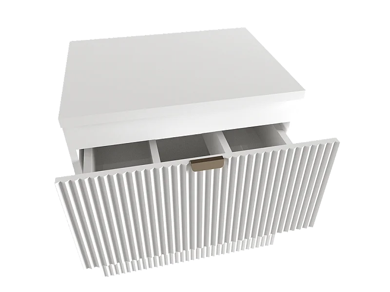 Meuble lavabo WENA, façades cannelées, Willy, 80x60x47 cm, Blanc