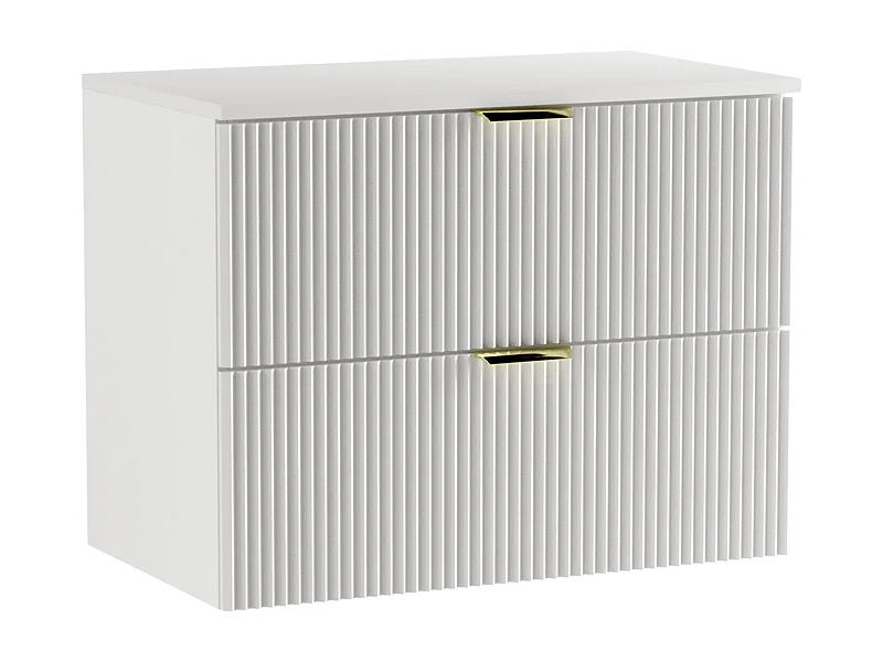 Meuble lavabo WENA, façades cannelées, Willy, 80x60x47 cm, Blanc