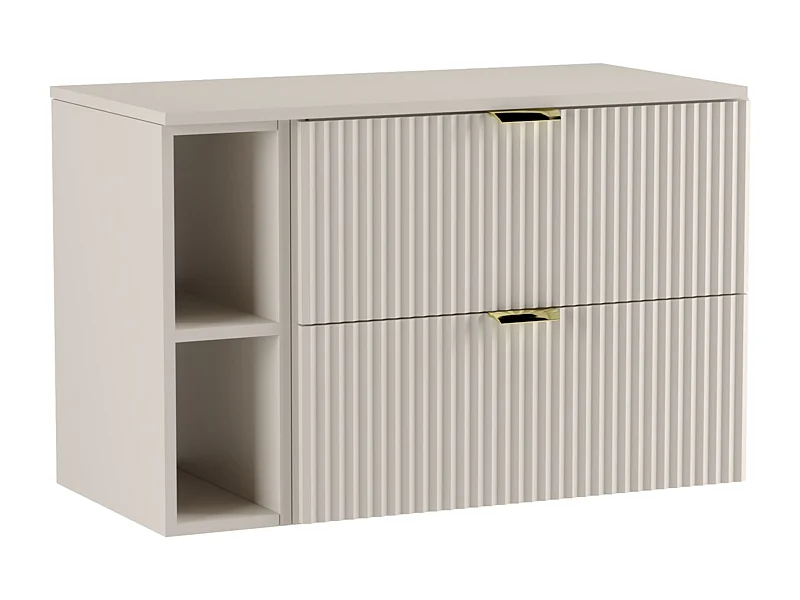 Wastafelkast WENA, met plank, gecanneleerde fronten, Willy, 100x60x47 cm, Kasjmir