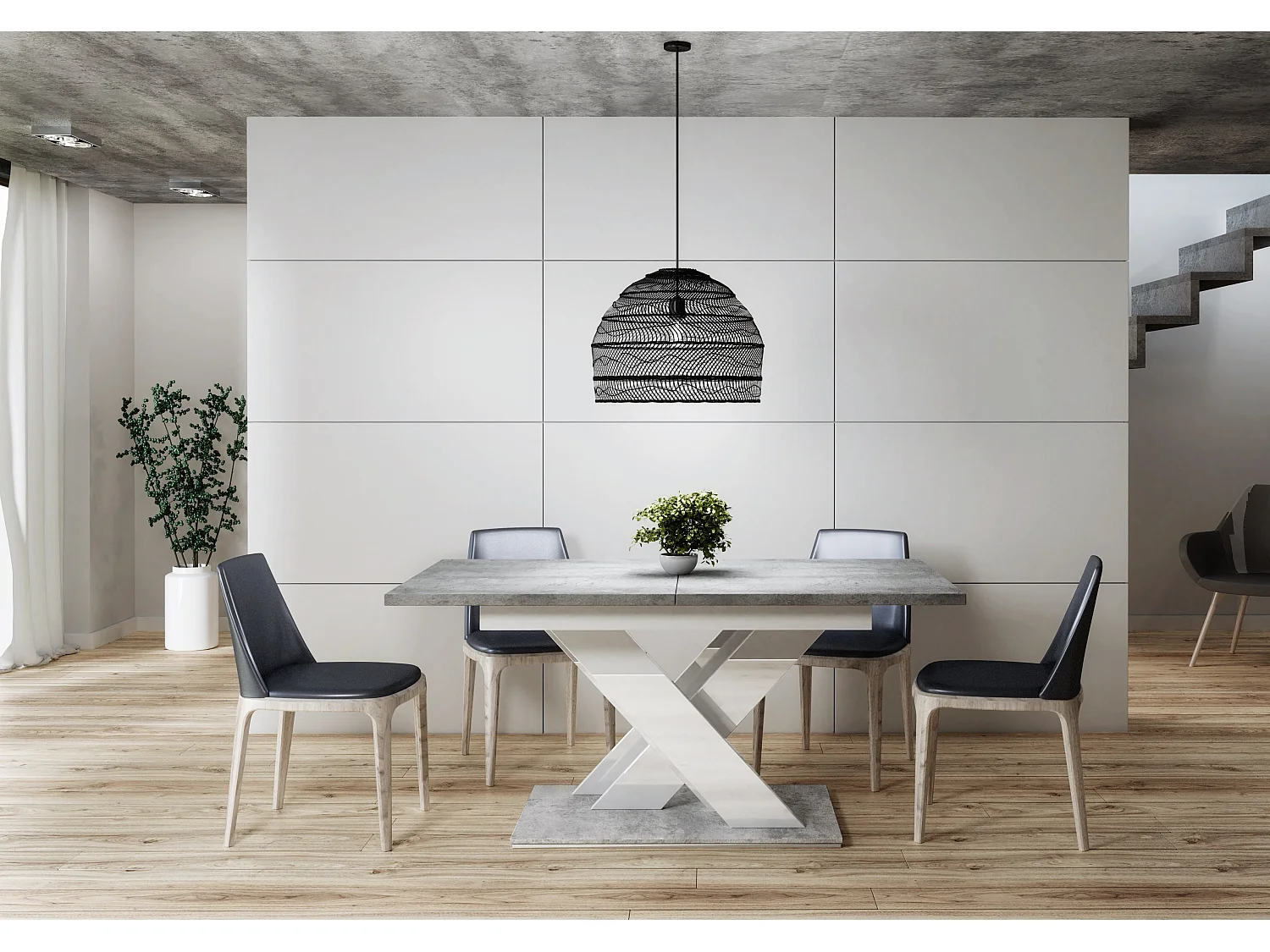 Onyx stół beton biały połysk