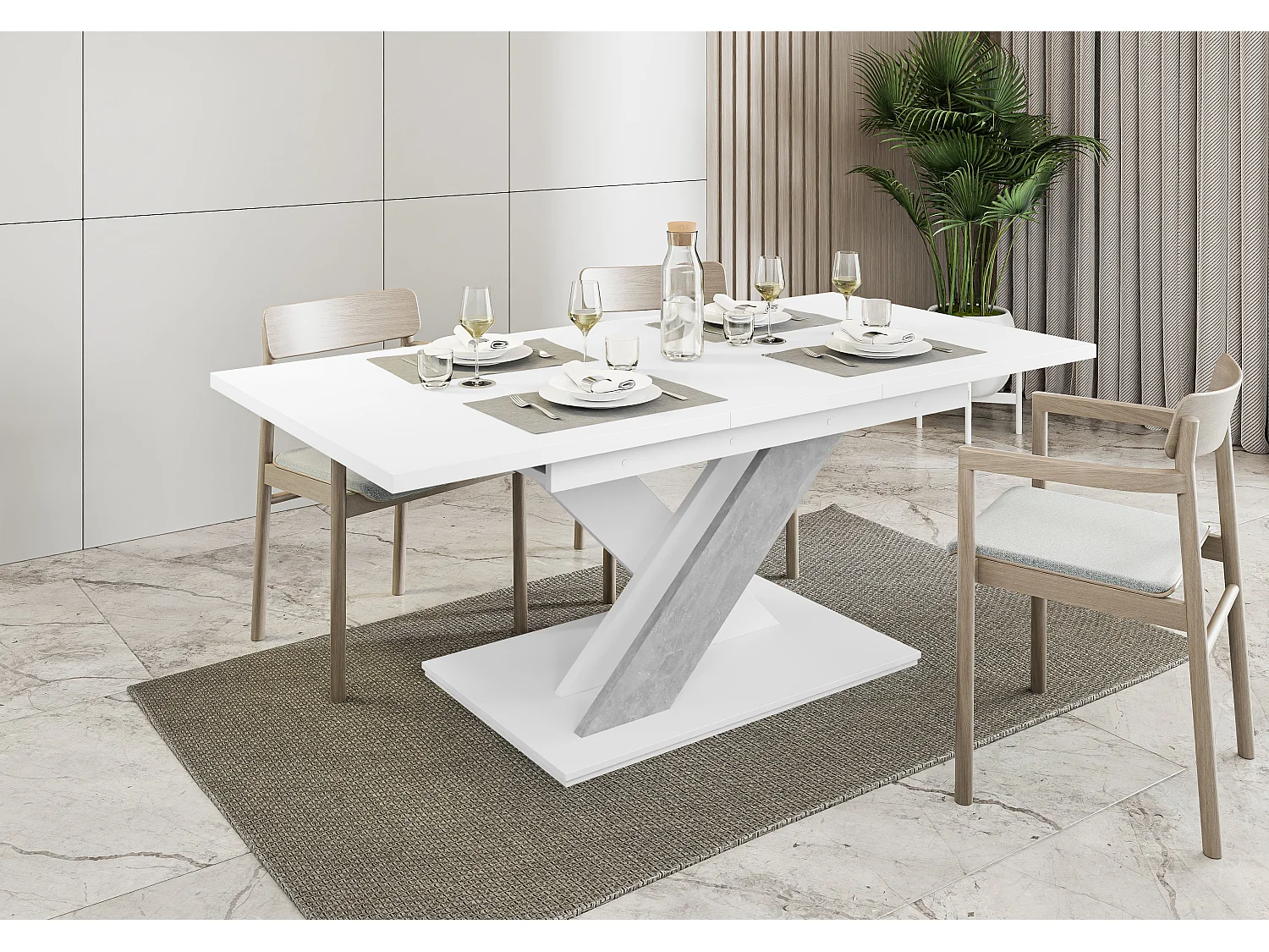 Onyx stół biały mat beton