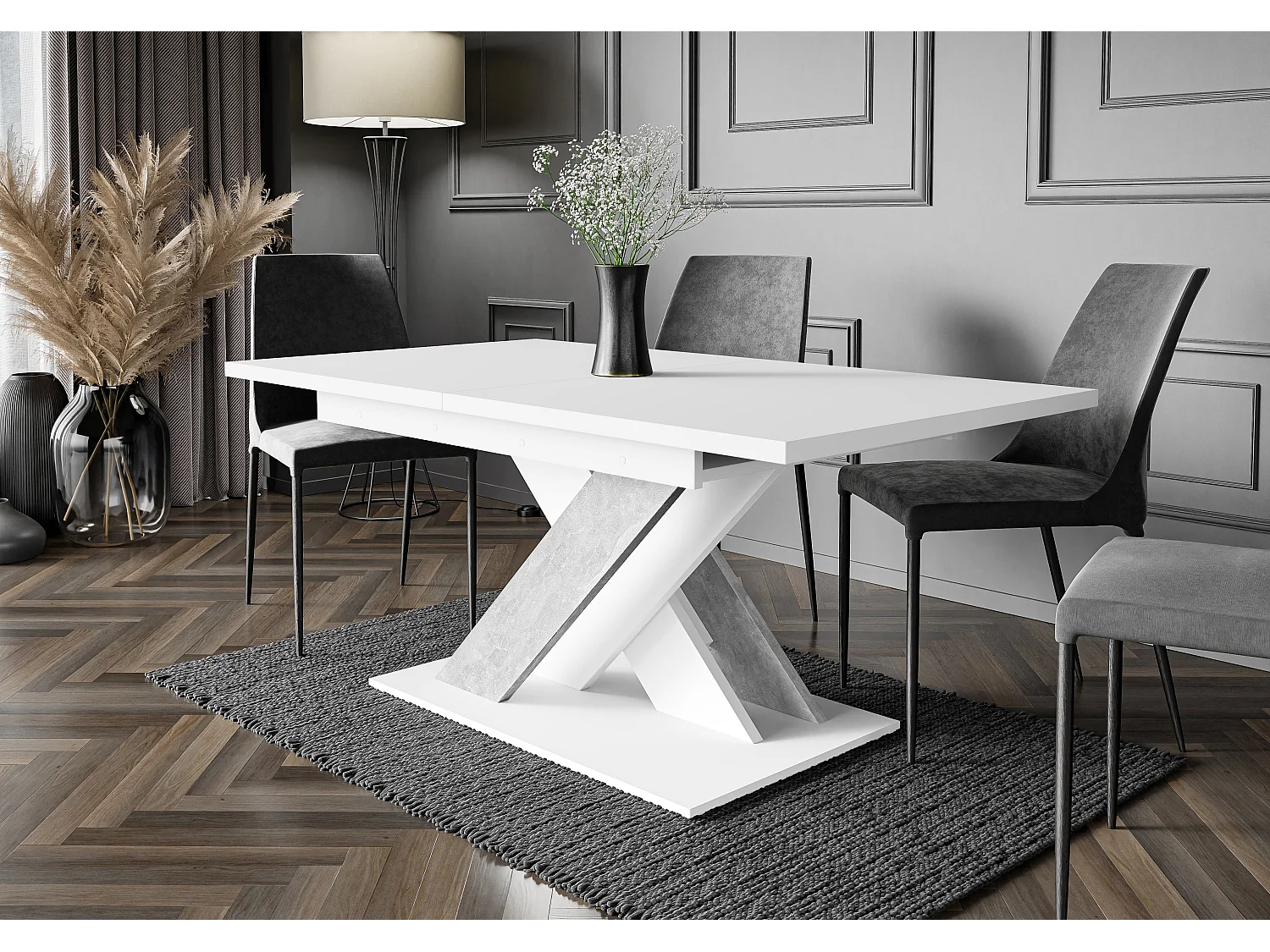 Onyx stół biały mat beton