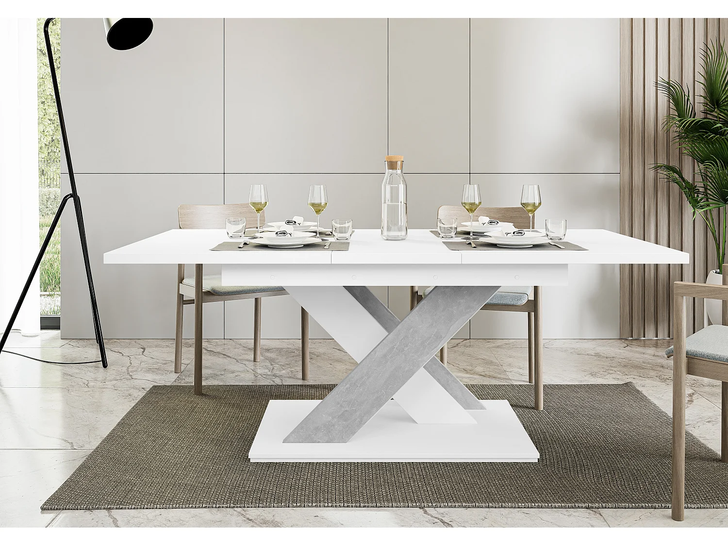 Onyx stół biały mat beton