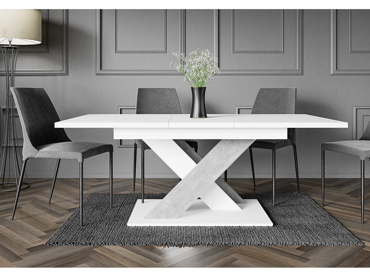 Onyx stół biały mat beton