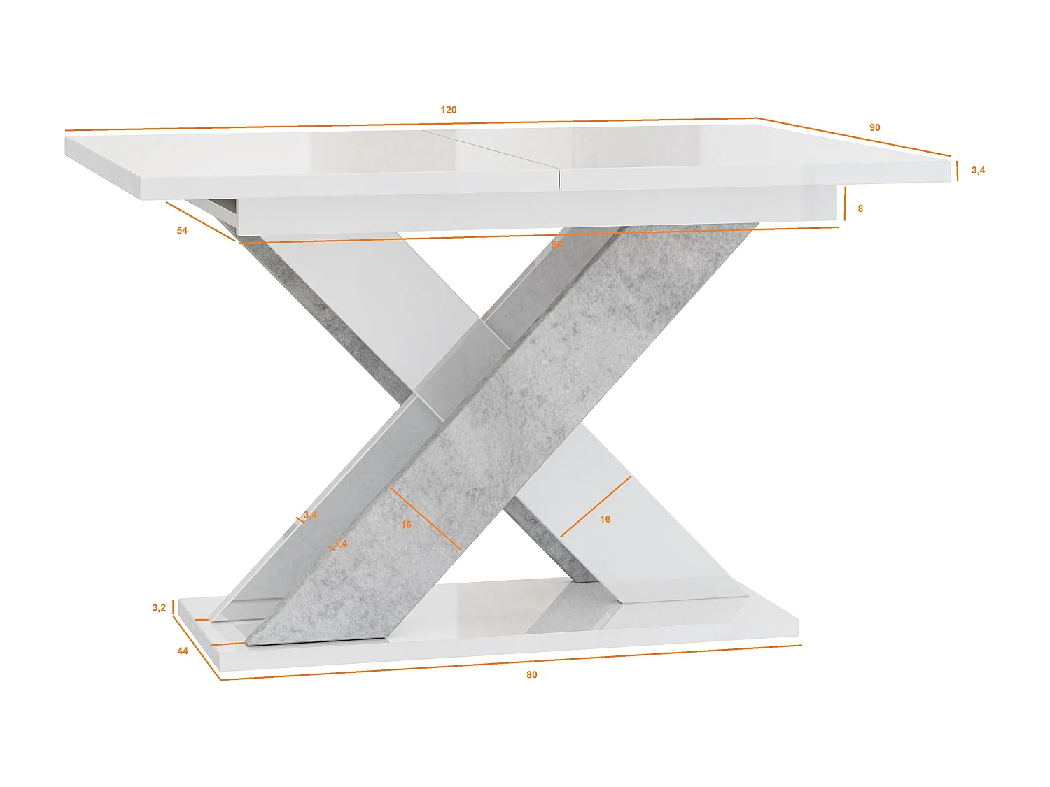 Xara stół biały połysk beton