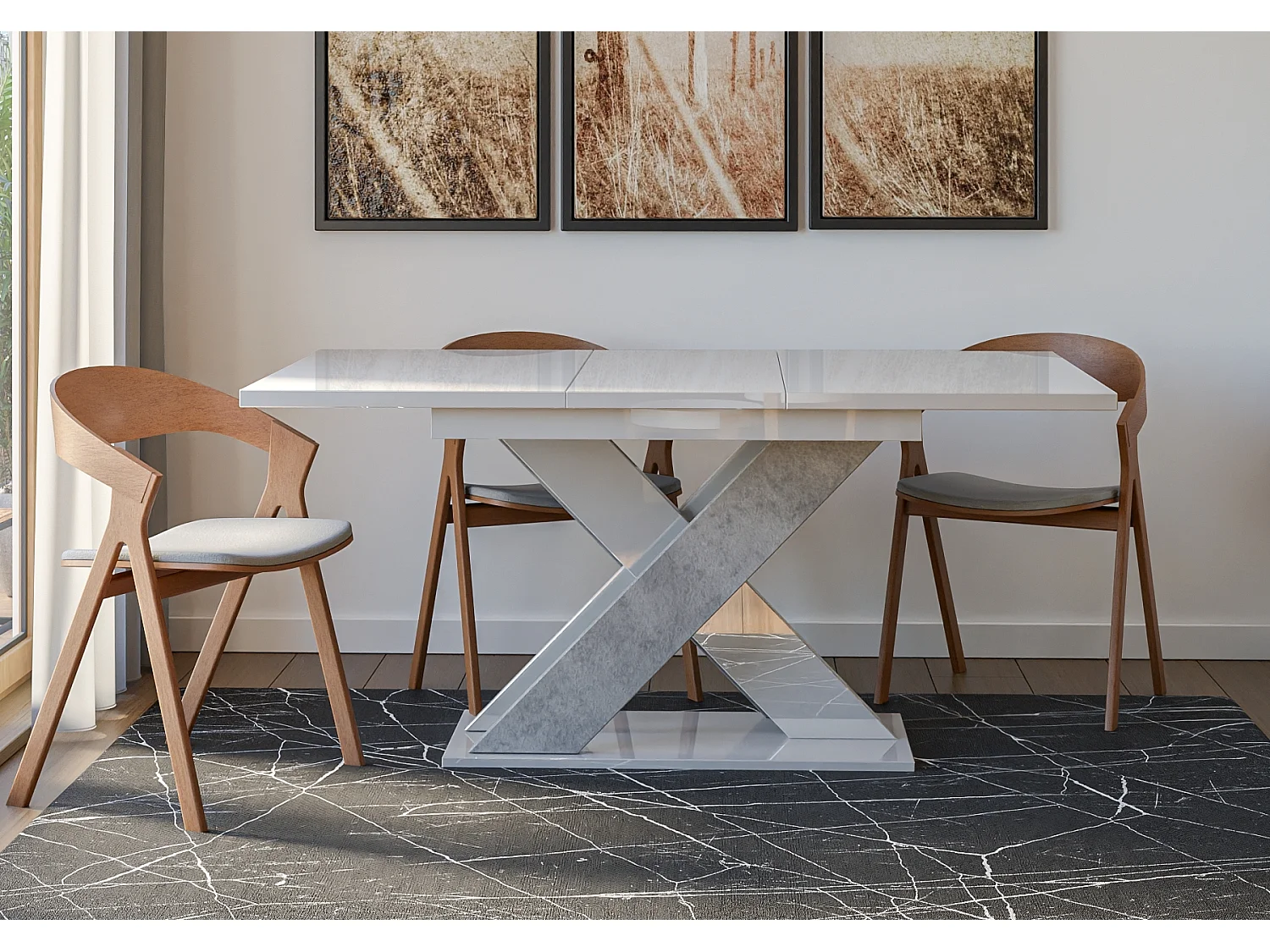 Xara stół biały połysk beton