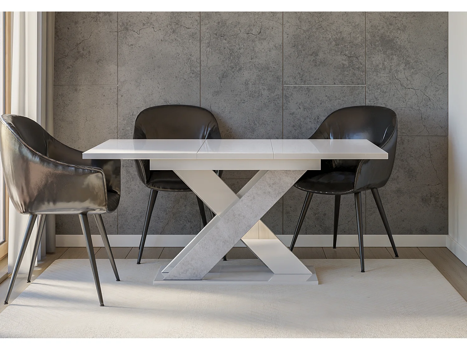 Xara stół biały połysk beton