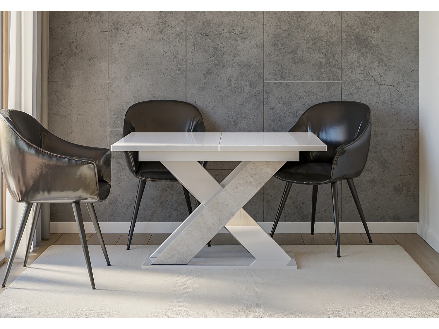Xara stół biały połysk beton