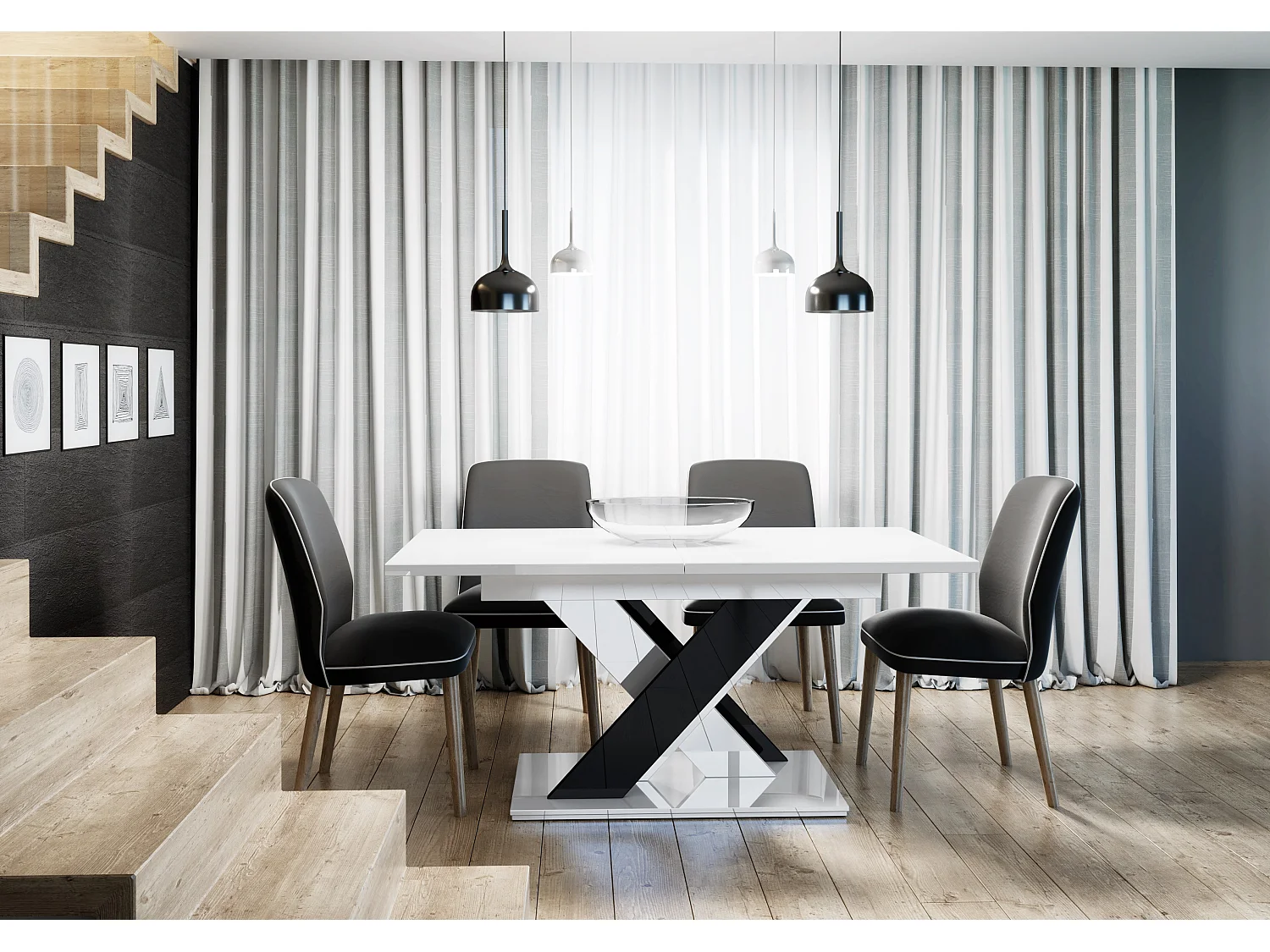 Onyx stół biały połysk czarny połysk