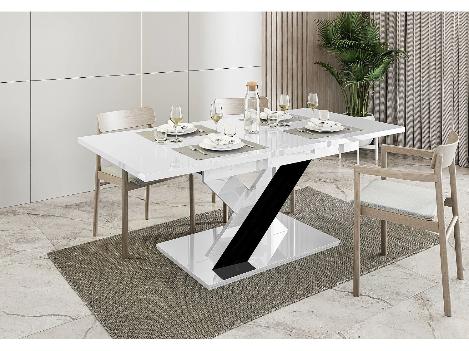 Onyx stół biały połysk czarny połysk