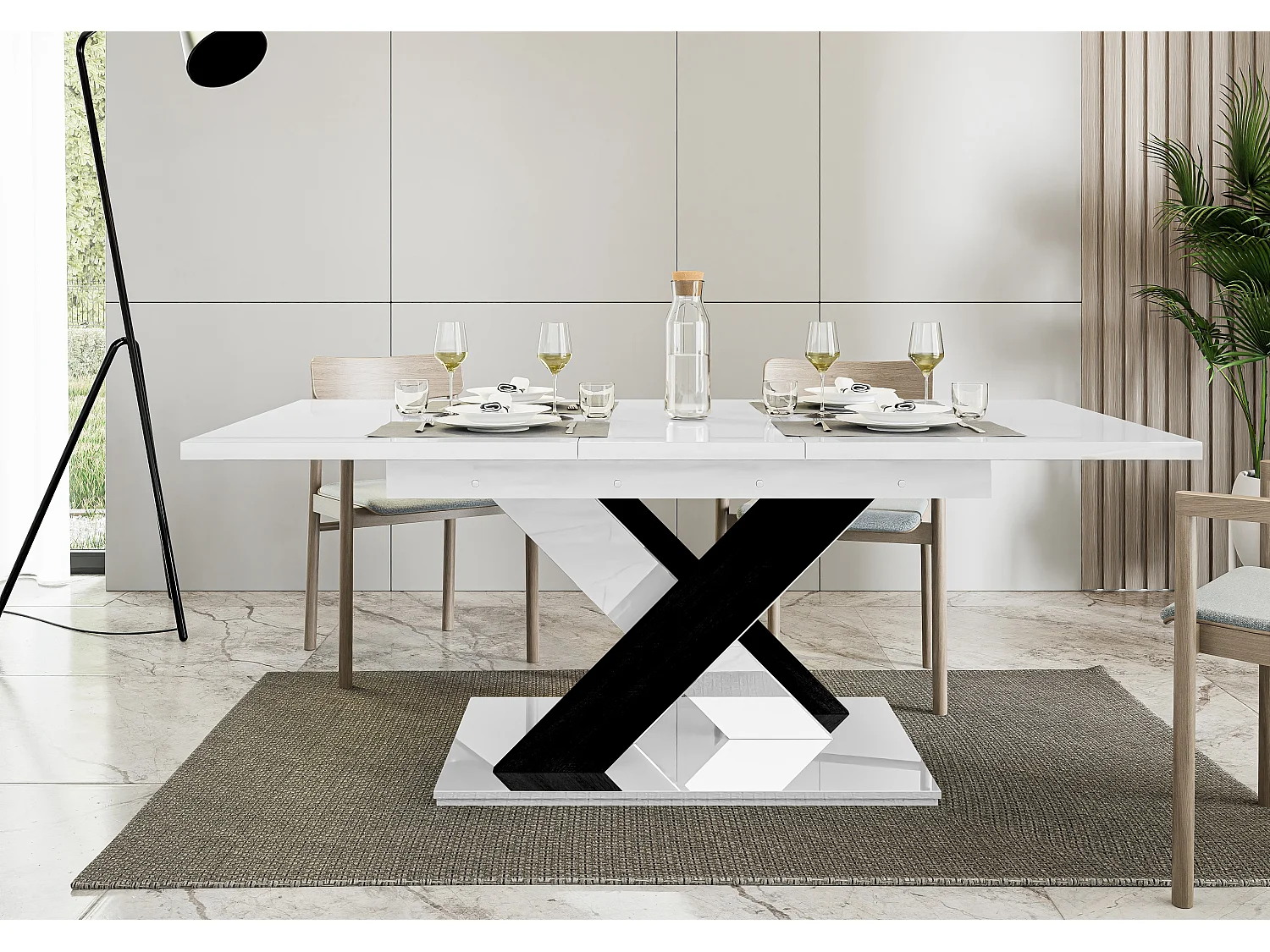 Onyx stół biały połysk czarny połysk