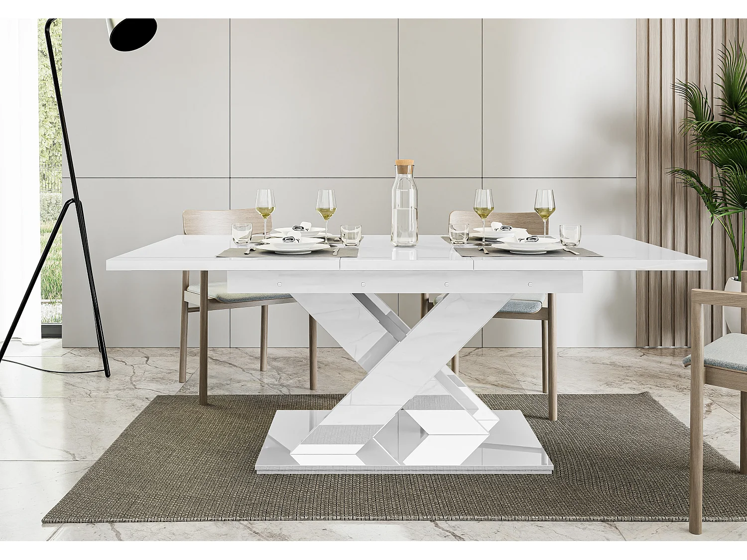 Onyx stół biały połysk